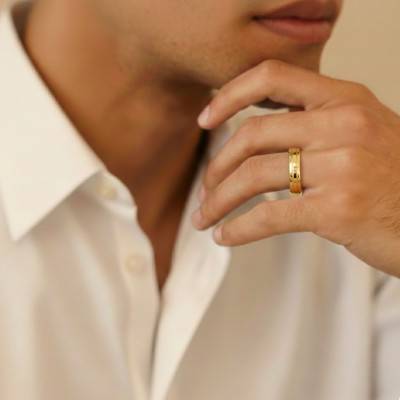 Alliance Ruban Mate en Or Jaune 375, Largeur 4 ou 5 mm - Amore