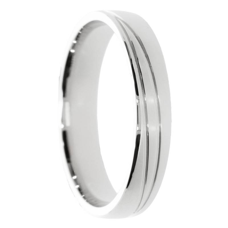 Alliance Ruban Mate en Or Blanc 375, Largeur 4 ou 5 mm - Amore