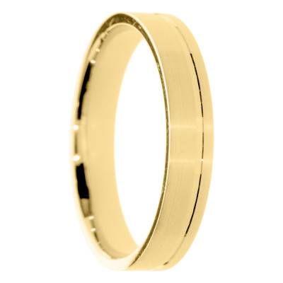 Alliance Ruban Mate Brossée en Or Jaune 375, Largeur 4 ou 5mm - Amore