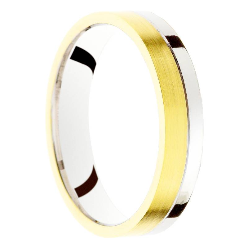 Alliance Ruban Brossée en 2 Ors Blanc et Jaune, Largeur de 4 ou 5 mm - Amore