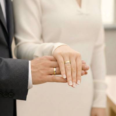 Alliance Ruban Brossée en 2 Ors Blanc et Jaune, Largeur de 4 ou 5 mm - Amore