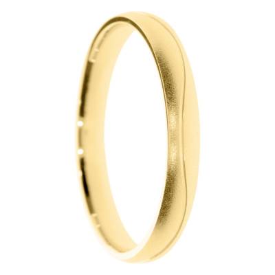 Alliance Demi-Bombée Sablée en Or Jaune 375, Largeur 3 à 5 mm - Amore