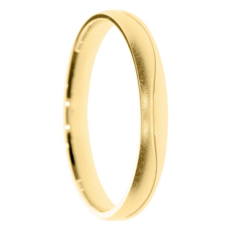 Alliance Demi-Bombée Sablée en Or Jaune 375, Largeur 3 à 5 mm - Amore