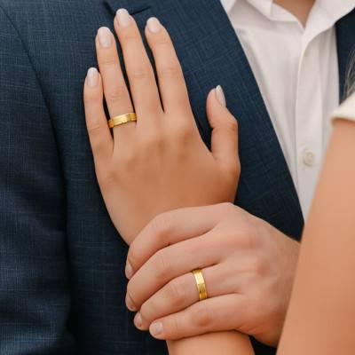 Alliance Rainurée Ruban Brossé en Or Jaune 375, Largeur 2 à 5 mm - Amore