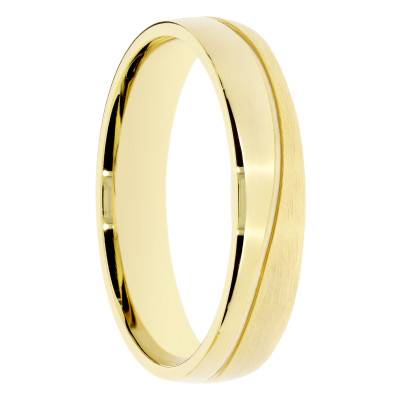 Alliance Ruban Brossée en Or Jaune 375, Largeur 4 ou 5 mm - Amore