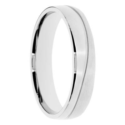 Alliance Ruban Brossée en Or Blanc, Largeur 4 ou 5mm - Amore