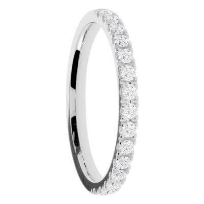 Alliance Ruban en Or Blanc 375 & Diamants de Synthèse, Largeur 1,9mm - Amore