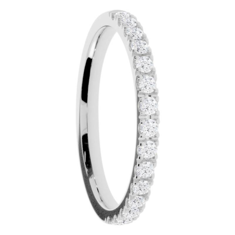 Alliance Ruban en Or Blanc 375 & Diamants de Synthèse, Largeur 1,9mm - Amore
