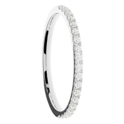 Alliance Ruban en Or Blanc 375 & Diamants de Synthèse, Largeur 1,4mm - Amore