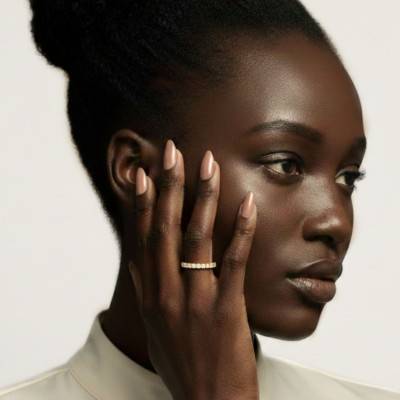 Alliance Ruban en Or Jaune 375 & Diamants de Synthèse, Largeur 1,4mm - Amore