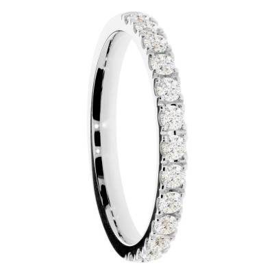 Alliance Ruban en Or Blanc 375 & Diamants de Synthèse, Largeur 2,2mm - Amore