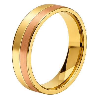 Alliance Ruban Brossé en 2 Ors Jaune et Rose 375, Largeur de 3 mm à 5 mm - Amore