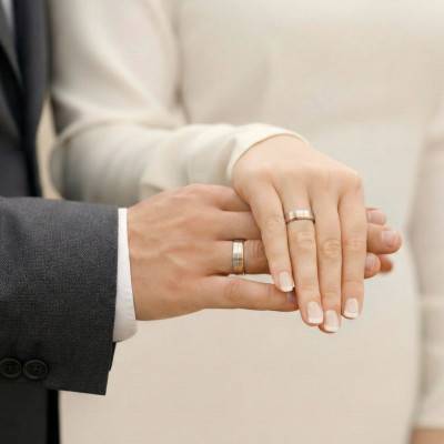 Alliance Ruban Brossé en 2 Ors Blanc et Rose 375, Largeur de 3 mm à 5 mm - Amore