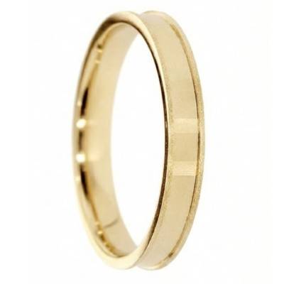 Alliance Concave Brossée en Or Jaune 375, Largeur 3 à 5 mm - Amore