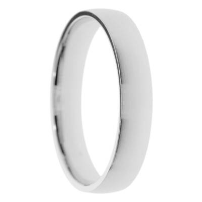 Alliance Demi-Bombée en Or Blanc 375, Largeur 4 ou 5mm - Amore