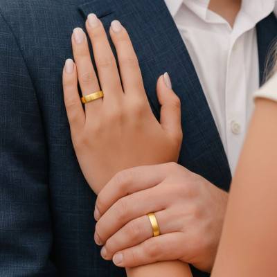 Alliance Demi-Bombée en Or Jaune 375, Largeur 4 ou 5mm - Amore