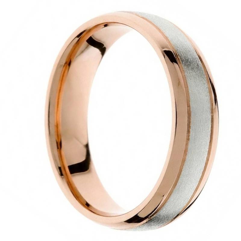 Alliance Concave 2 ors Rose et Blanc 375, Largeur 4 et 5 mm - Amore