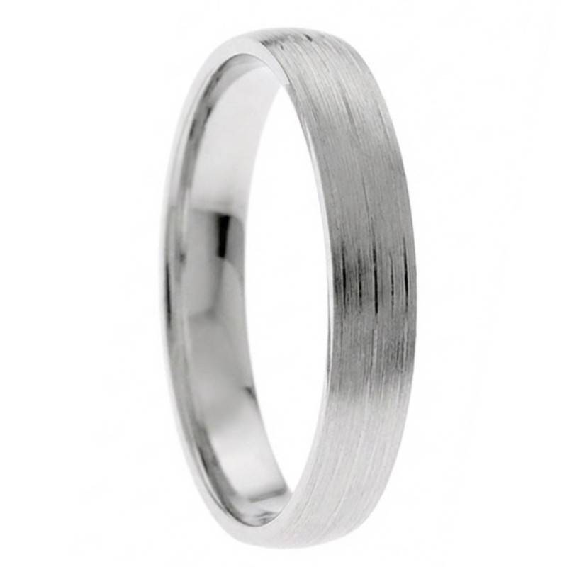 Alliance Ruban Striée en Or Blanc 375, Largeur 4 et 5 mm - Amore