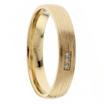 Alliance Ruban Striée en Or Jaune 375 & Diamants de Synthèse 0,024 ct, Largeur 4 et 5 mm - Amore