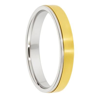 Alliance Ruban en 2 Ors Jaune et Blanc 375, Largeur 3 à 5 mm - Amore