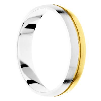 Alliance Demi-Bombée en 2 Ors Jaune et Blanc 375, Largeur 3 à 5 mm - Amore