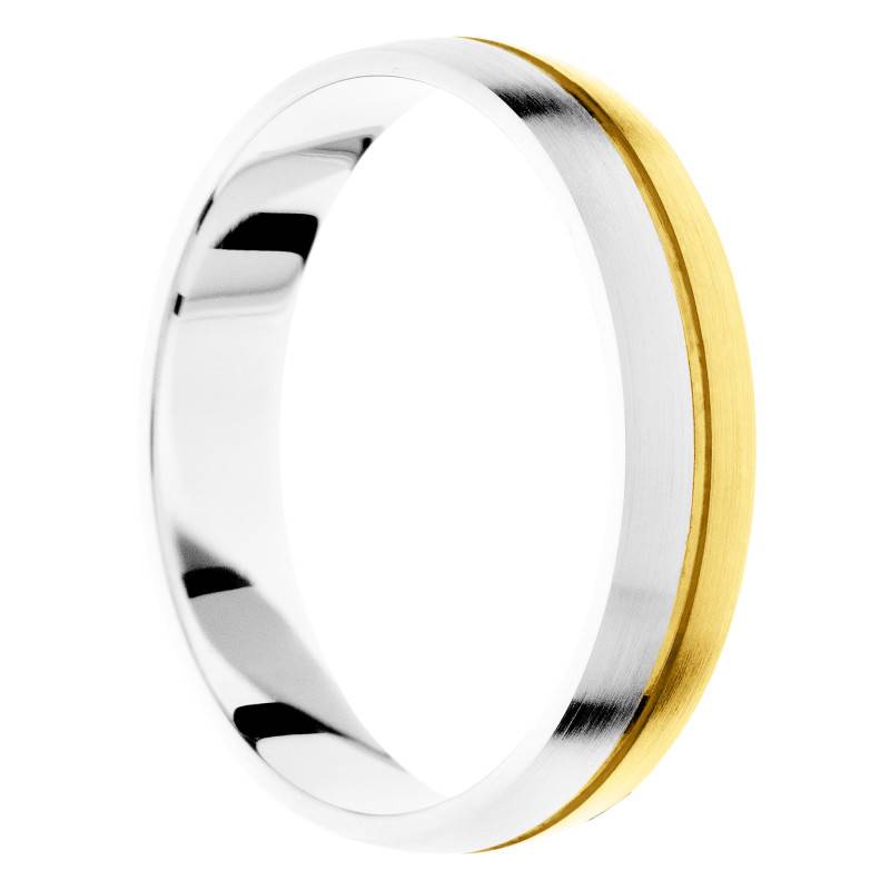 Alliance Demi-Bombée en 2 Ors Jaune et Blanc 375, Largeur 3 à 5 mm - Amore