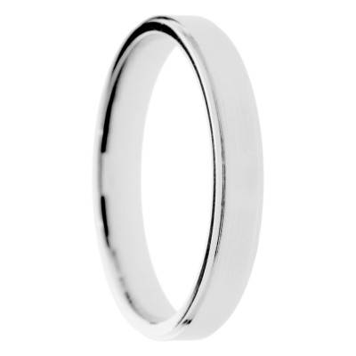 Alliance Demi-Bombé Brossé en Or Blanc 375, Largeur 3 à 5 mm - Amore