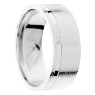 Alliance Ruban Brossée en Or Blanc 375, Largeur 5 mm - Amore