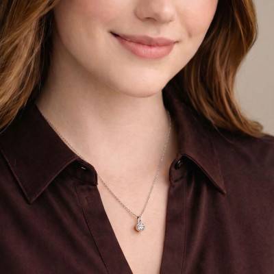 Pendentif en Platine & Diamant de Synthèse Rond de 0,30 ct à 1 ct - Ocarat