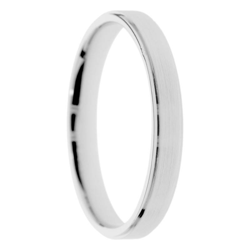 Alliance Ruban Brossée en Or Blanc 375 en Largeur 3 à 5 mm - Amore