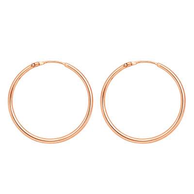 Boucles d'Oreilles Créoles en Or Jaune 750, Plaqué Or Rose, Diamètre 24 mm - Emanessence