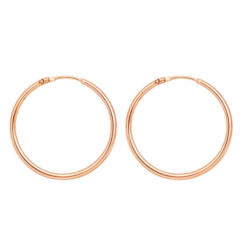 Boucles d'Oreilles Créoles en Or Jaune 750, Plaqué Or Rose, Diamètre 24 mm - Emanessence