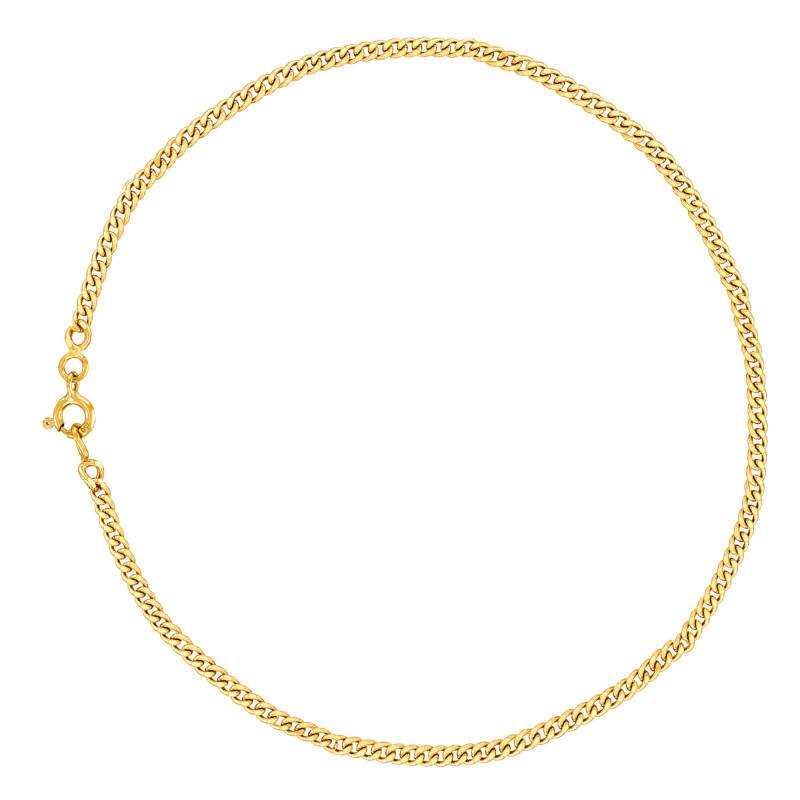375/1000 Yellow Gold Curb Chain Bracelet, 20 cm Length, Width from 1.20 mm to 2.10 mm - Manillon