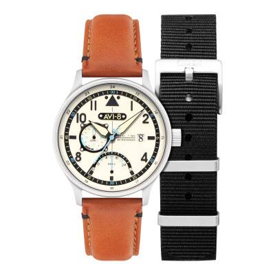 Montre Hawker Hurricane McKellar Dual Time Brown Beige AV-4101-0C - Avi-8