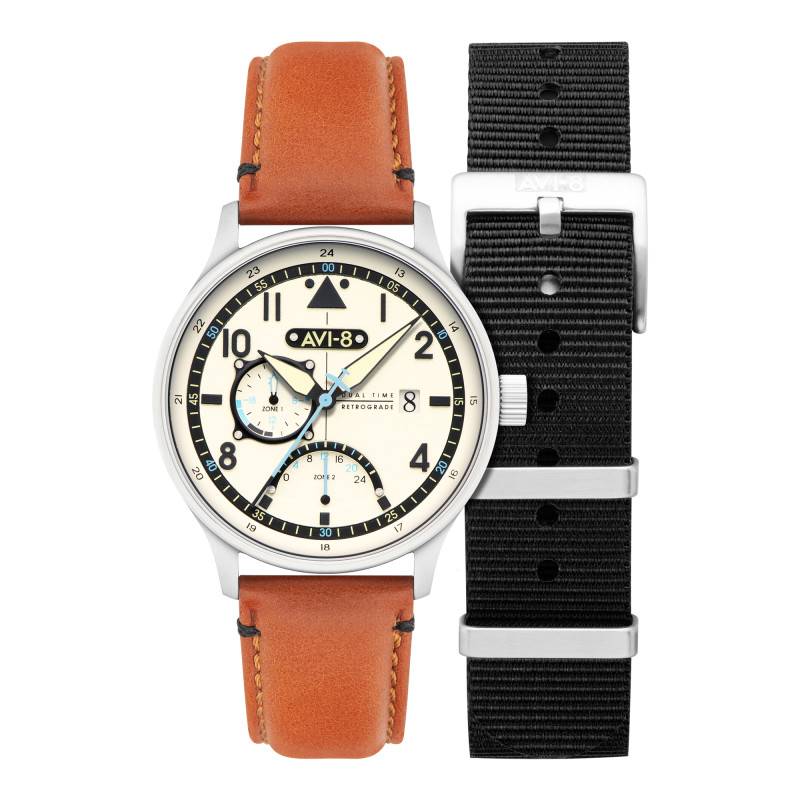 Montre Hawker Hurricane McKellar Dual Time Brown Beige AV-4101-0C - Avi-8