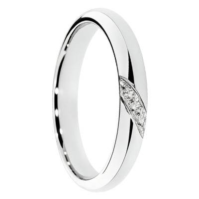 Alliance Demi-Jonc en Or Blanc 375 & Diamants de Synthèse 0,024 ct, Largeur 3 mm - Amore