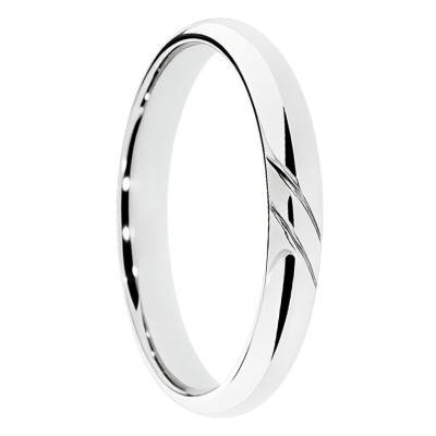 Alliance Demi-Jonc en Or Blanc 375 & Largeur 3 mm - Amore