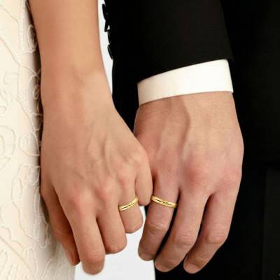 Alliance Demi-Jonc en Or Jaune 375 & Largeur 3 mm - Amore