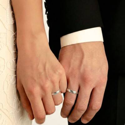 Alliance Demi-Jonc en Or Blanc 375 & Largeur 3 mm - Amore