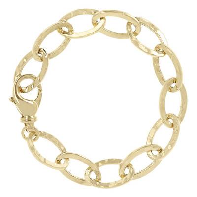 Yellow Gold-Plated Long Hammered Chain Bracelet, Adjustable Length 20 cm - Etrusca Gioielli