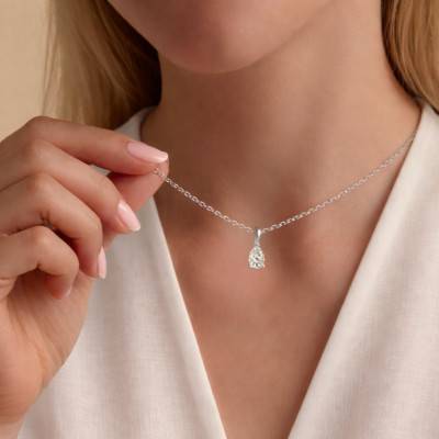 Platinum & Lab-Grown Pear-Cut Diamond Pendant 0.30 ct to 1 ct - Ocarat