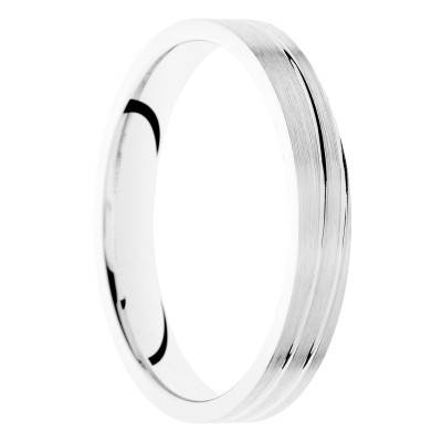 Alliance Ruban Brossée en Or Blanc 375, Largeur 3mm à 5 mm - Amore