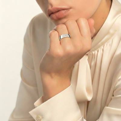 Alliance Demi-Bombée Polie en Or Blanc 375 & Diamants 0,05 ct, Largeur 5mm - Amore