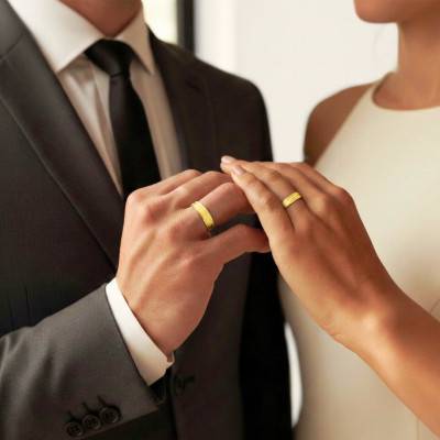 Alliance Concave en Or Jaune 375, Largeur 4 et 5 mm - Amore