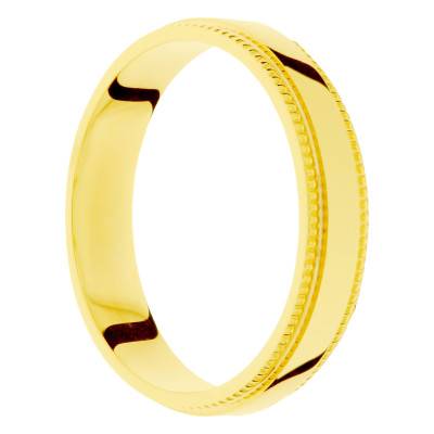 Alliance Ruban Polie en Or Jaune 375, Largeur 3 à 5 mm - Amore