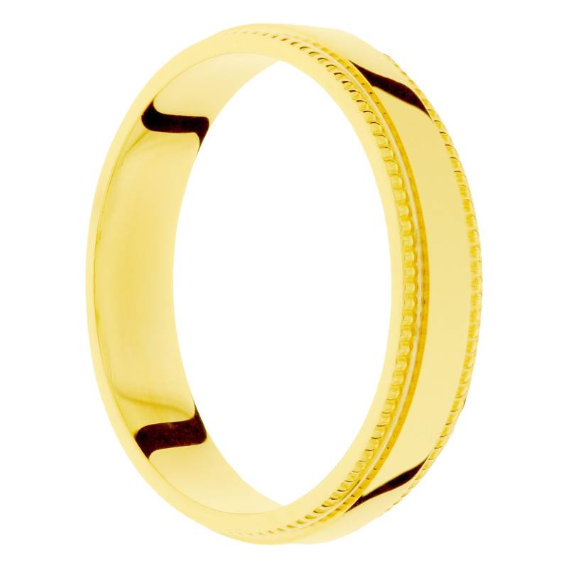 Alliance Ruban Polie en Or Jaune 375, Largeur 3 à 5 mm - Amore