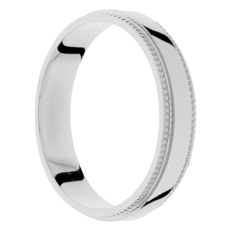 Alliance Ruban Polie en Or Blanc 375, Largeur 3 à 5 mm - Amore