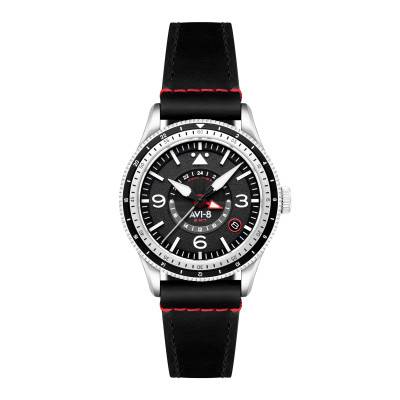 Montre Flyboy Airmaster GMT Automatic Engine Black AV-4128-01 - Avi-8