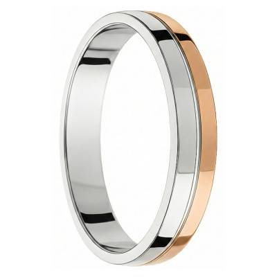 Alliance Ruban Polie en 2 ors Rose et Blanc 375, Largeur 4mm - Amore