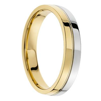 Alliance Ruban Polie en 2 ors Jaune et Blanc 375, Largeur 4mm - Amore